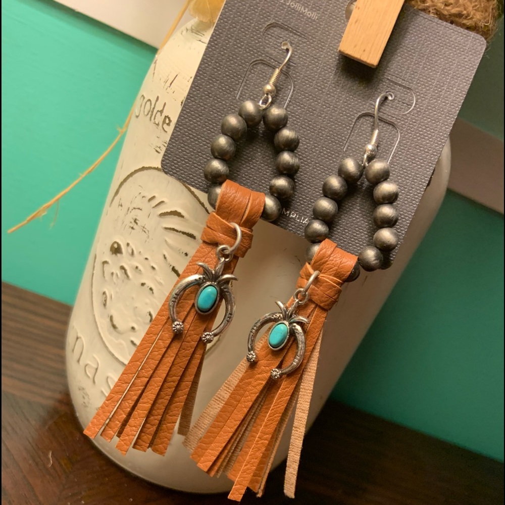 Faux Leather Dangle Earrings NEW